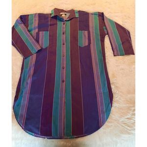 Vintage Ladies K-Bar Shirt Dress Purple Lavender Blue Shoulder Pads